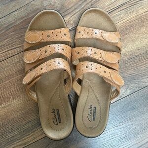Clarks Leisa Cacti Slide Sandal- Tan-Women's 8.5 Adjustable
